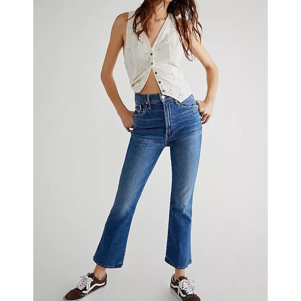 MOTHER High Waisted Smokin Double Ankle Flare Jeans Broken Record 23 24 $278